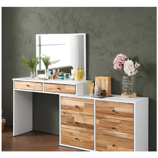 침실 원목 확장형 수납 거울 화장대 3colors