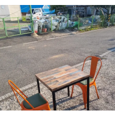 철제의자 테이블세트 블랙 오렌지