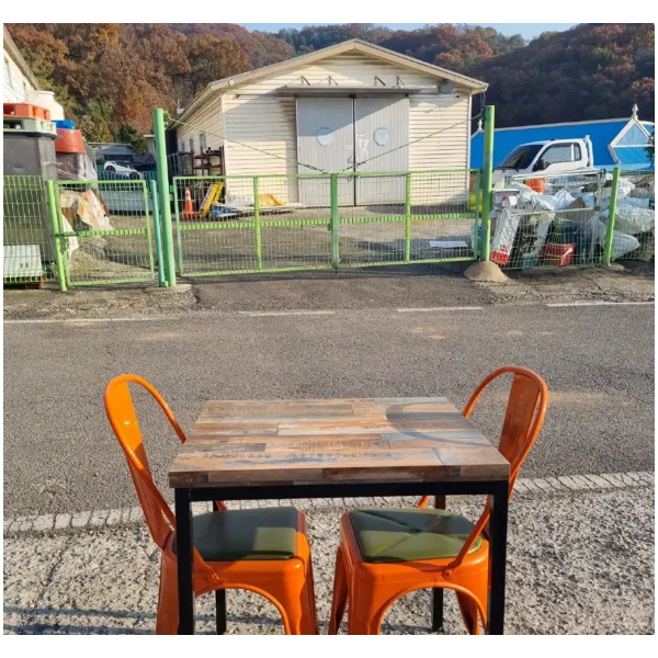철제의자 테이블세트 블랙 오렌지